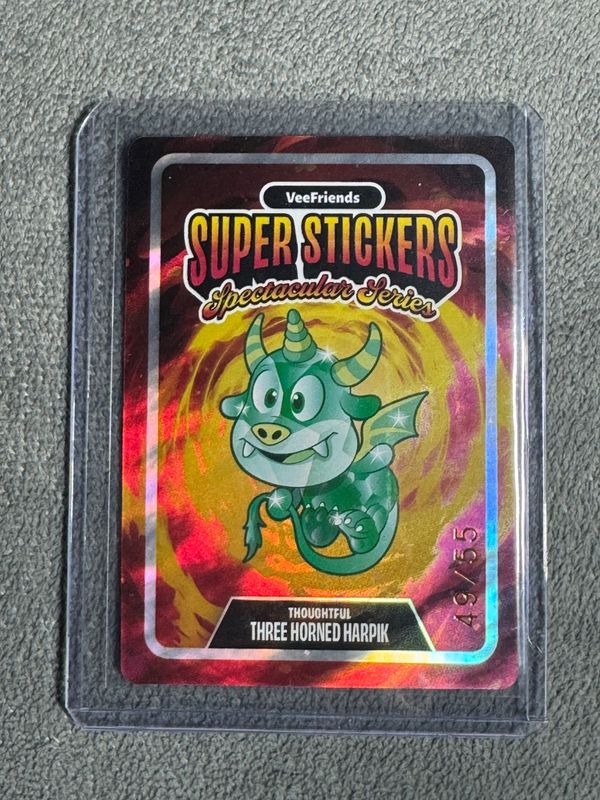 VeeFriends Super Stickers Spectacular Series Thoughtful Three Horned Harpik Holographic Numbered 49/55