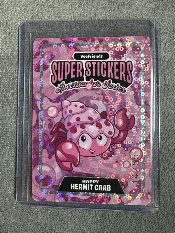 VeeFriends Super Stickers Spectacular Series Happy Hermit Crab Bubble Gum / Bubble Gum Numbered 14/55
