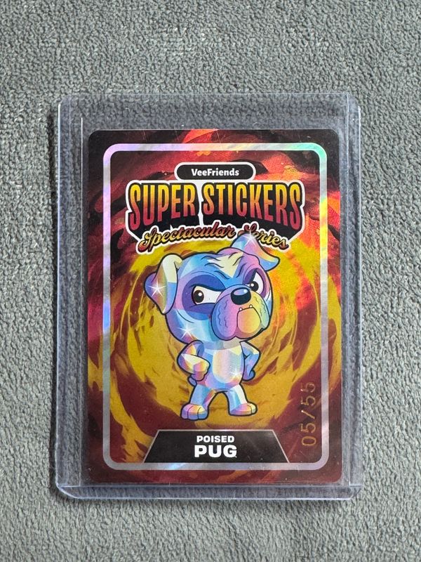 VeeFriends Super Stickers Spectacular Series Poised Pug Diamond on Lava Numbered Parallel 05/55