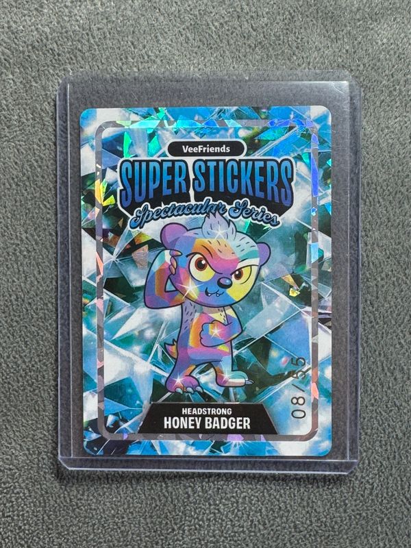 VeeFriends Super Stickers Spectacular Series Headstrong Honey Badger Hologram / Diamond Numbered 08/55