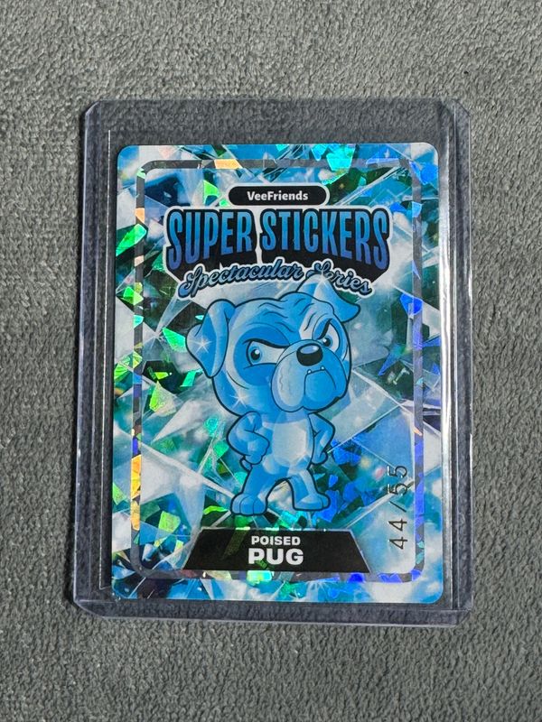 VeeFriends Super Stickers Spectacular Series Poised Pug Holographic Prismatic Numbered 44/55
