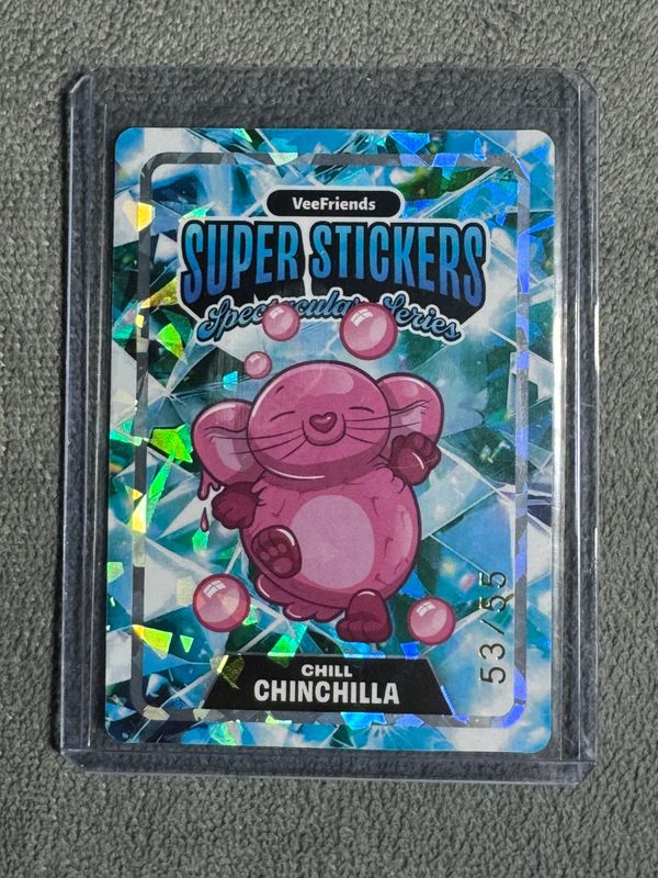 VeeFriends Super Stickers Spectacular Series Chill Chinchilla Holographic Prismatic Numbered 53/55