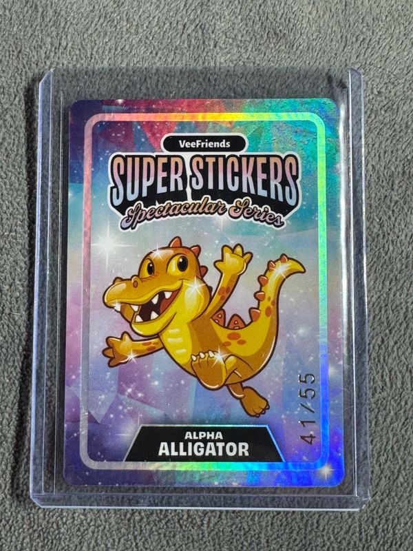 VeeFriends Super Stickers Spectacular Series Alpha Alligator Hologram Spectacular Match Numbered 41/55