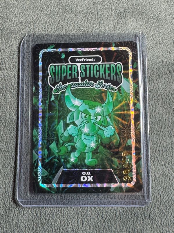 VeeFriends Super Stickers Spectacular Series O.G. Ox Emerald on Emerald Spectacular Match Numbered 38/55