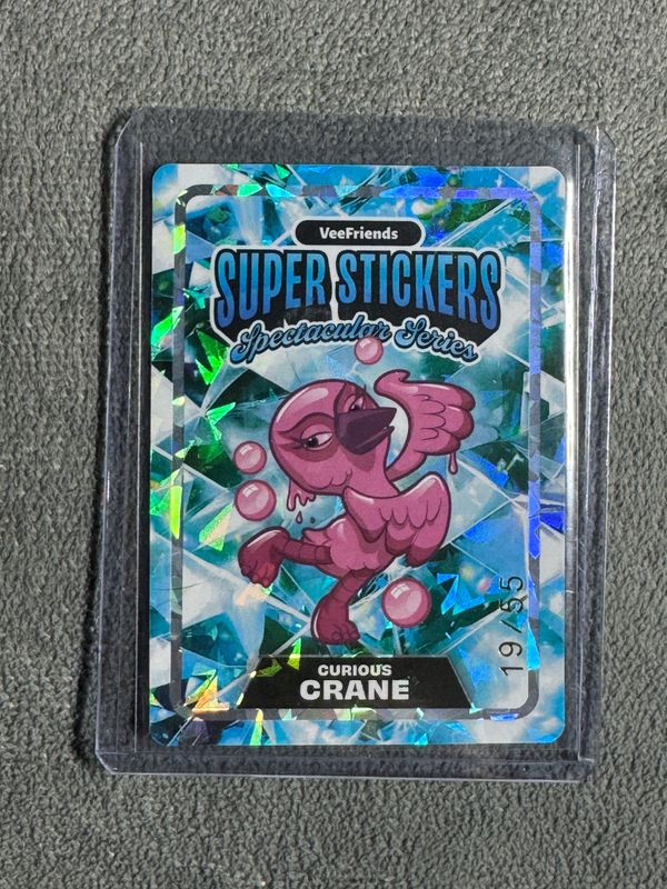 VeeFriends Super Stickers Spectacular Series Curious Crane Holographic Prismatic Numbered 19/55