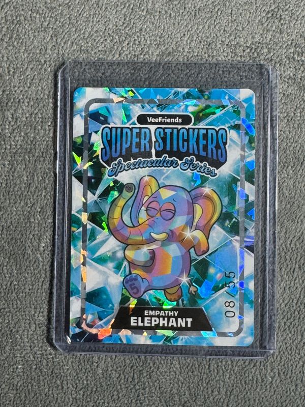 VeeFriends Super Stickers Spectacular Series Empathy Elephant Holographic Prismatic Numbered 08/55