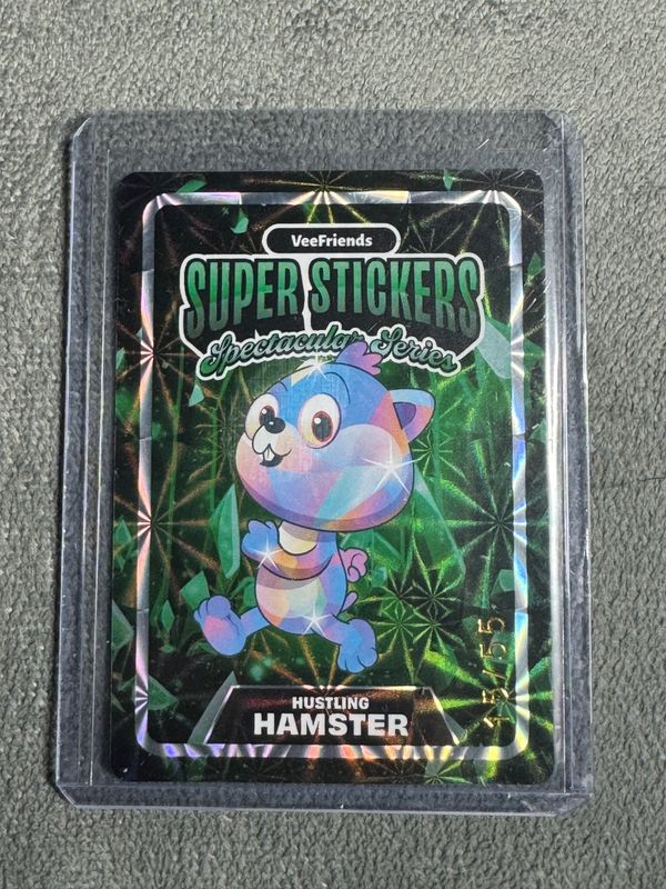VeeFriends Super Stickers Spectacular Series Hustling Hamster Holographic Prismatic Numbered 45/55