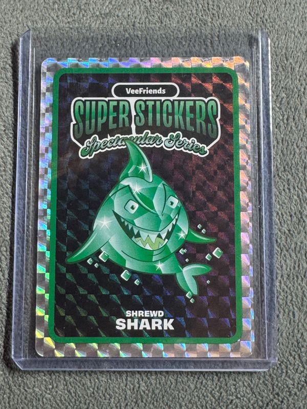 VeeFriends Super Stickers Spectacular Series Shrewd Shark Emerald Base