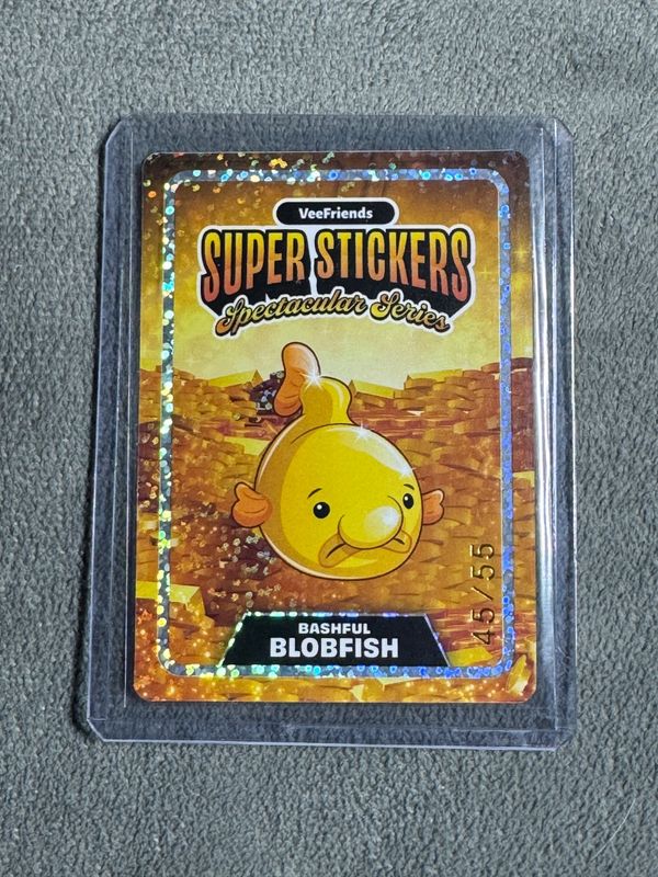 VeeFriends Super Stickers Spectacular Series Bashful Blobfish Gold Holographic Numbered 45/55