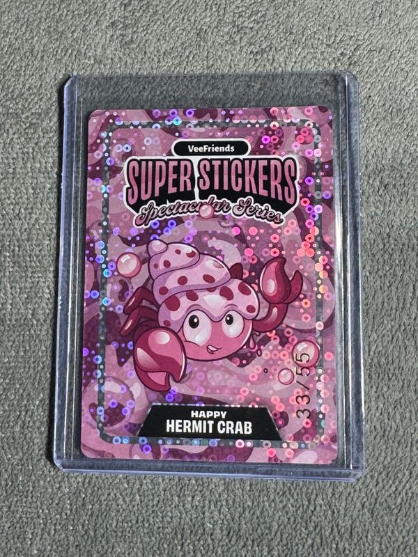 VeeFriends Super Stickers Spectacular Series Happy Hermit Crab Holographic Prismatic Numbered 33/55