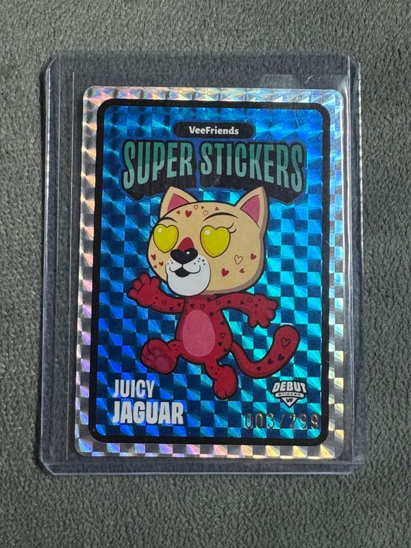 VeeFriends Super Stickers Spectacular Series Juicy Jaguar Blue Debut Numbered 003/299