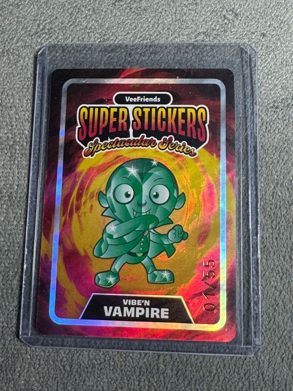 VeeFriends Super Stickers Spectacular Series Vibe'n Vampire Emerald on Emerald Numbered 01/55
