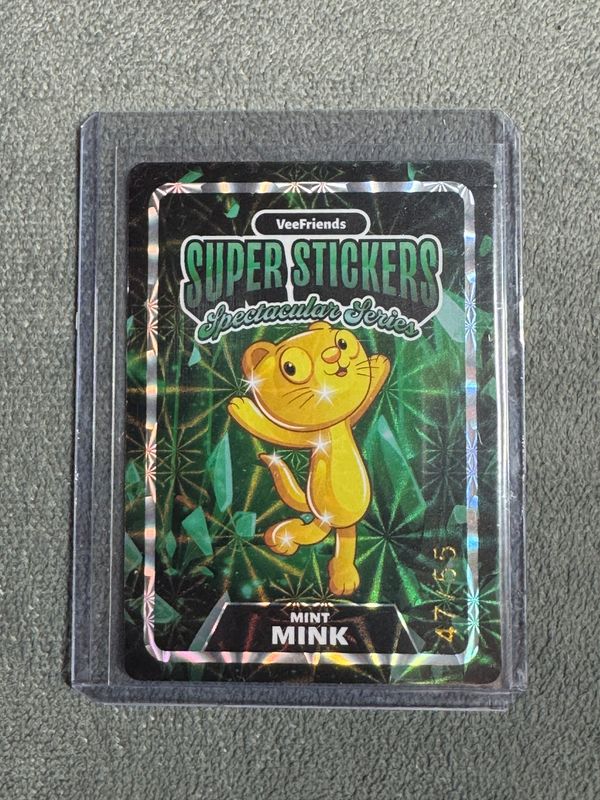 VeeFriends Super Stickers Spectacular Series Mint Mink Gold on Emerald Numbered 47/55