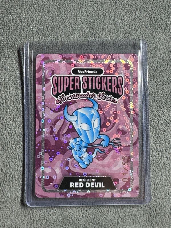 2026 VeeFriends Super Stickers Spectacular Series Resilient Red Devil 01/55