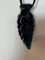 Handblown Glass Arrowhead Pendant Necklace - Signed "Beerglass" - Deep Blue & Green Swirl