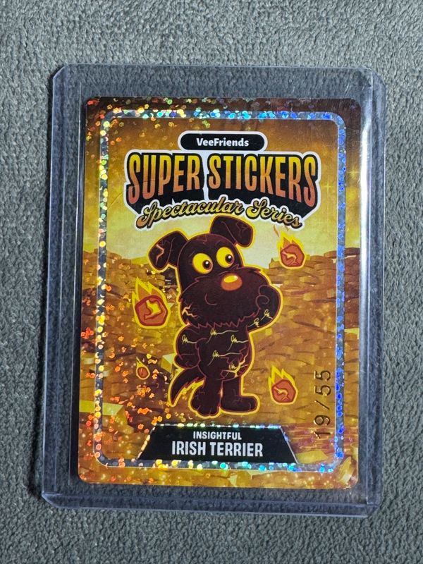 VeeFriends Super Stickers Spectacular Series Insightful Irish Terrier Gold Holographic Numbered 19/55