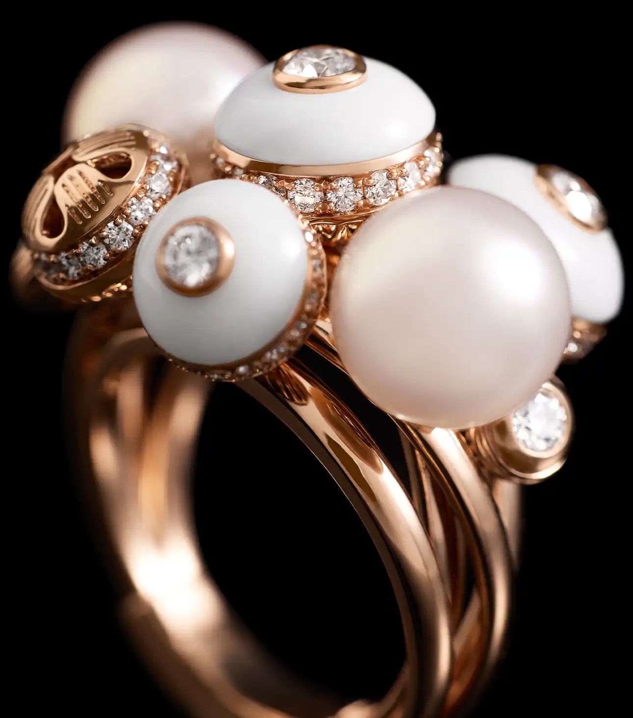 18k movable poetry in motion pearl ring