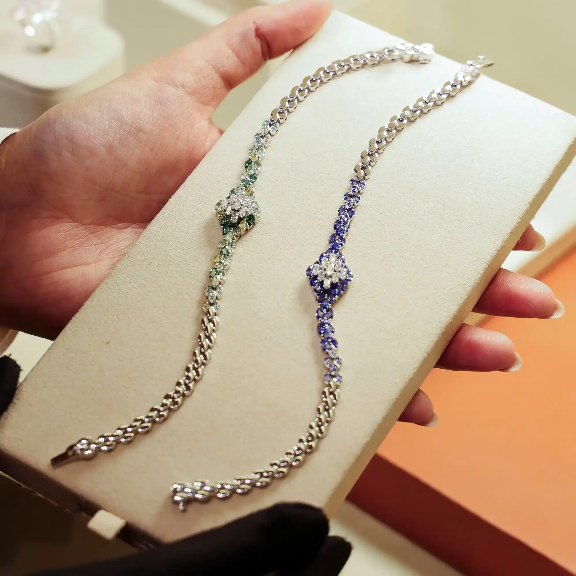 18k rose gold diamond & sapphire bracelets