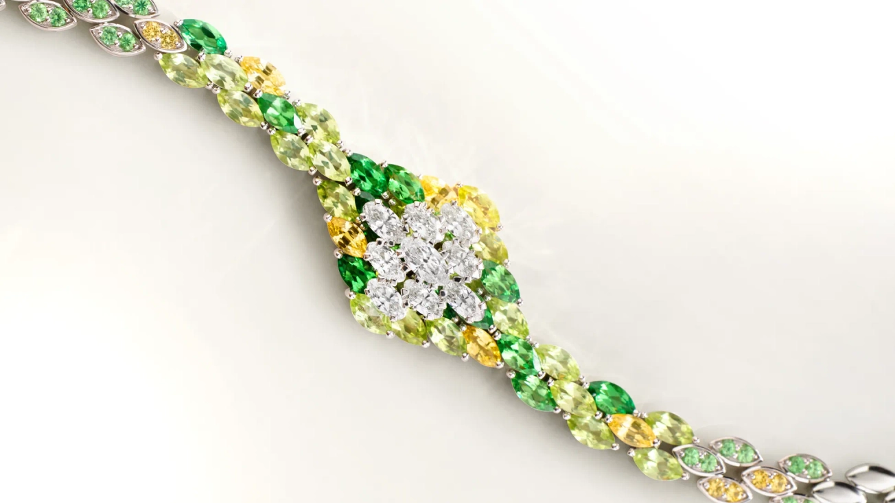 18k rose gold, diamond & saphire bracelet