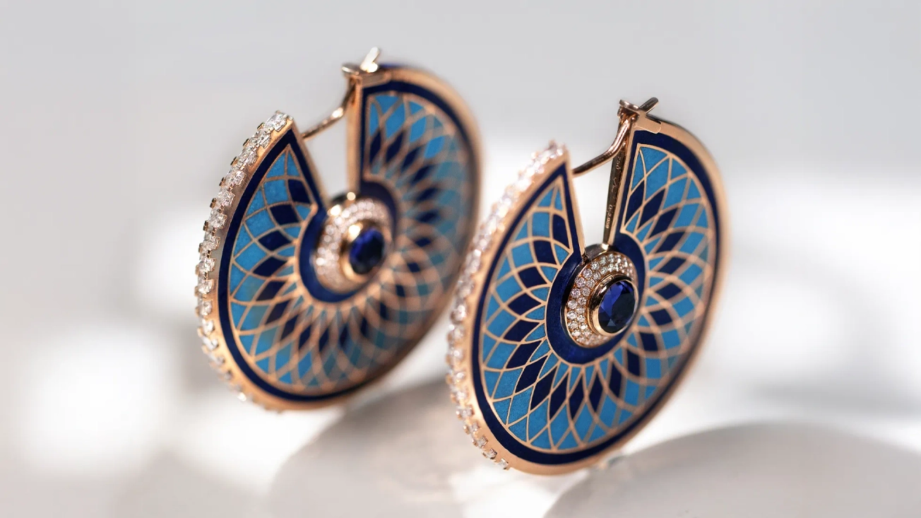 18k rose gold and diamond earrings