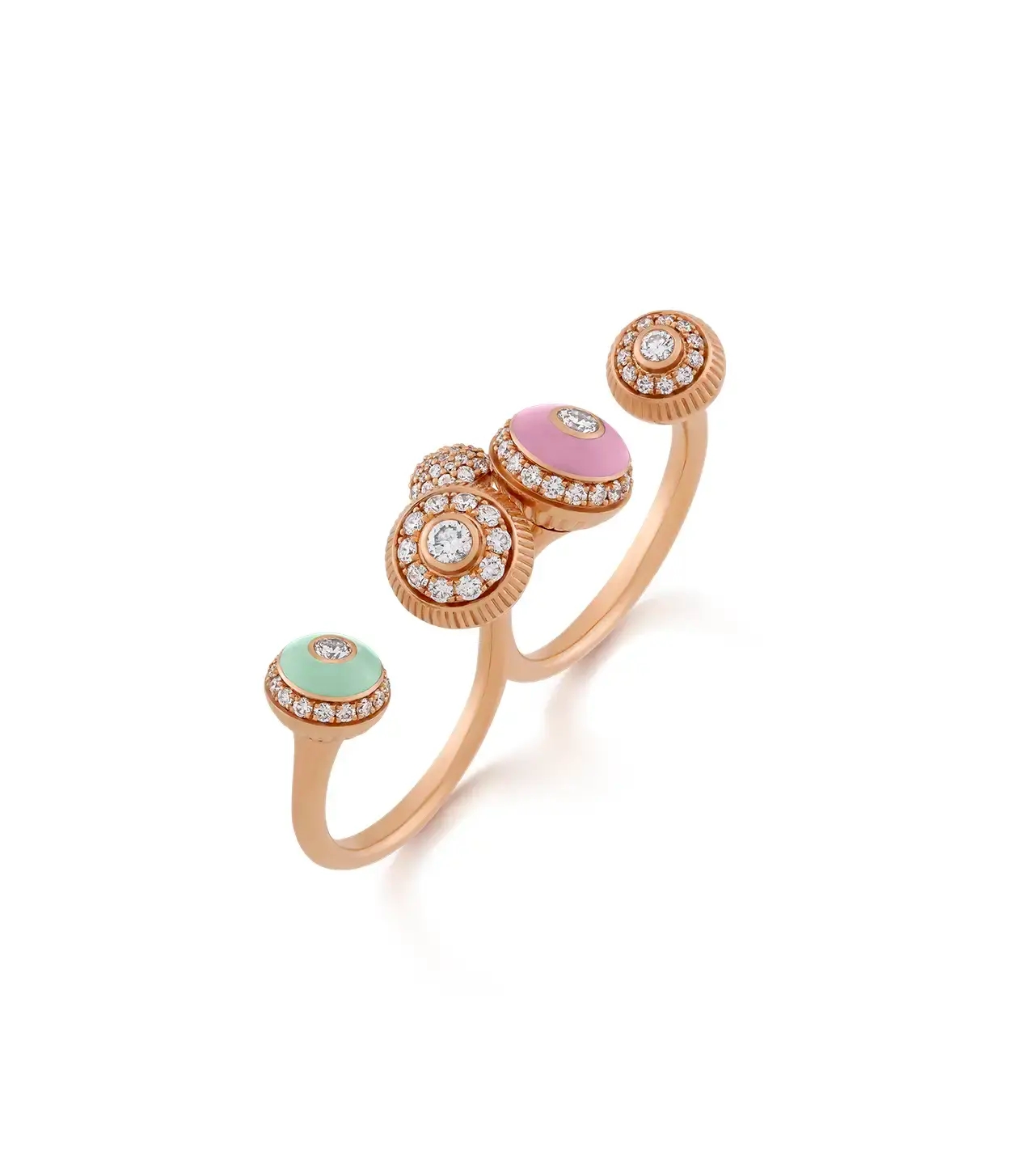 Rose gold and diamond pink green musical jewellery
