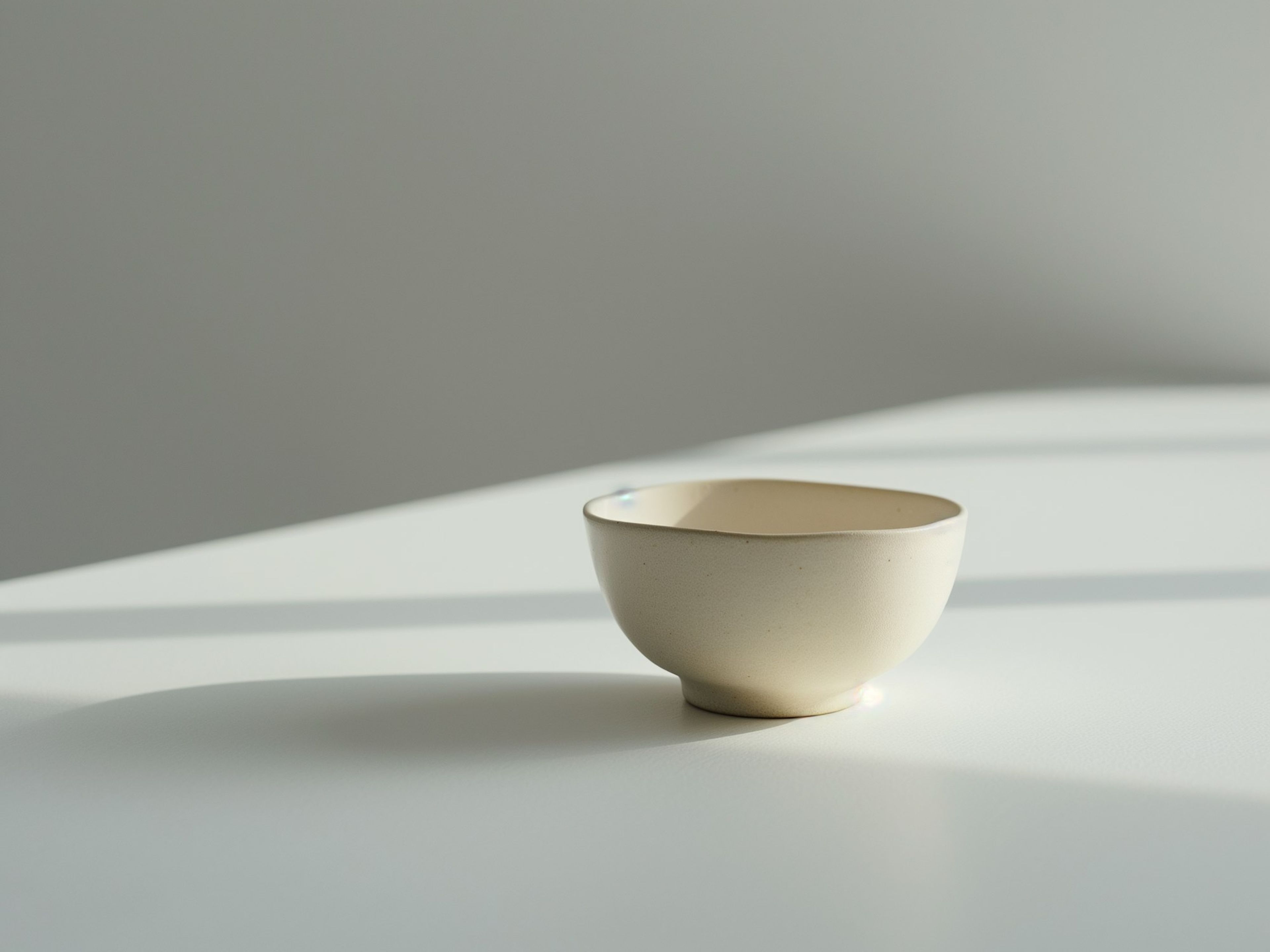 A single ceramic bowl on a pale surface