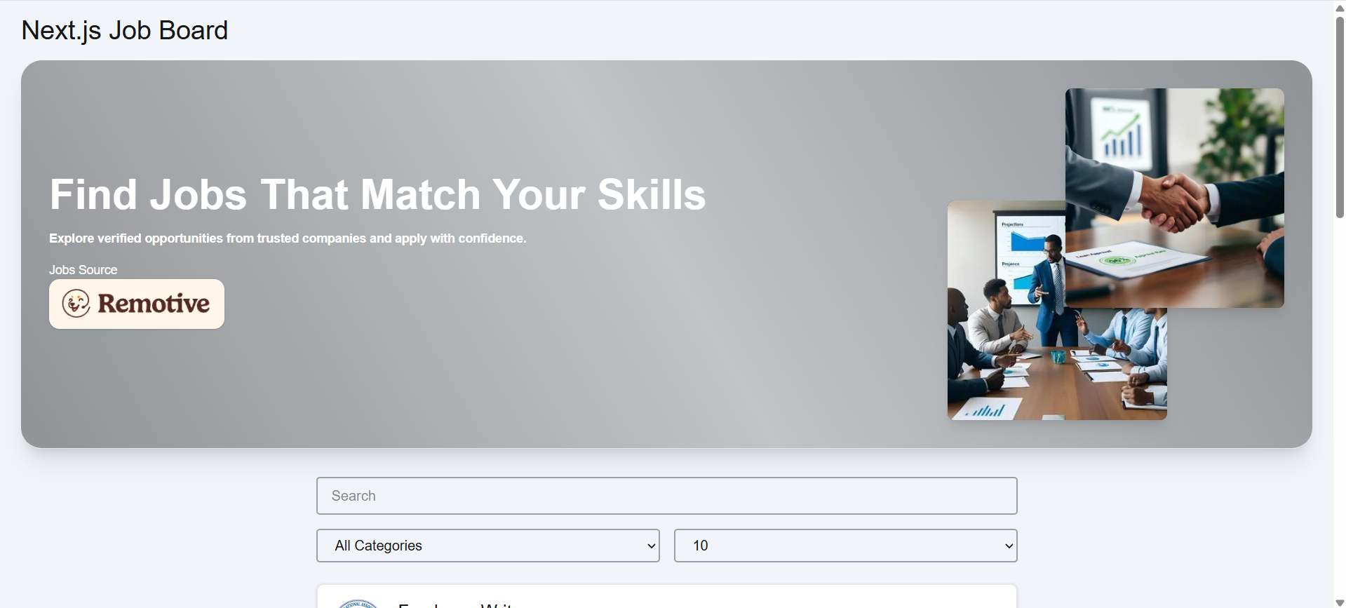 Next.js Job Board – Real API Integration