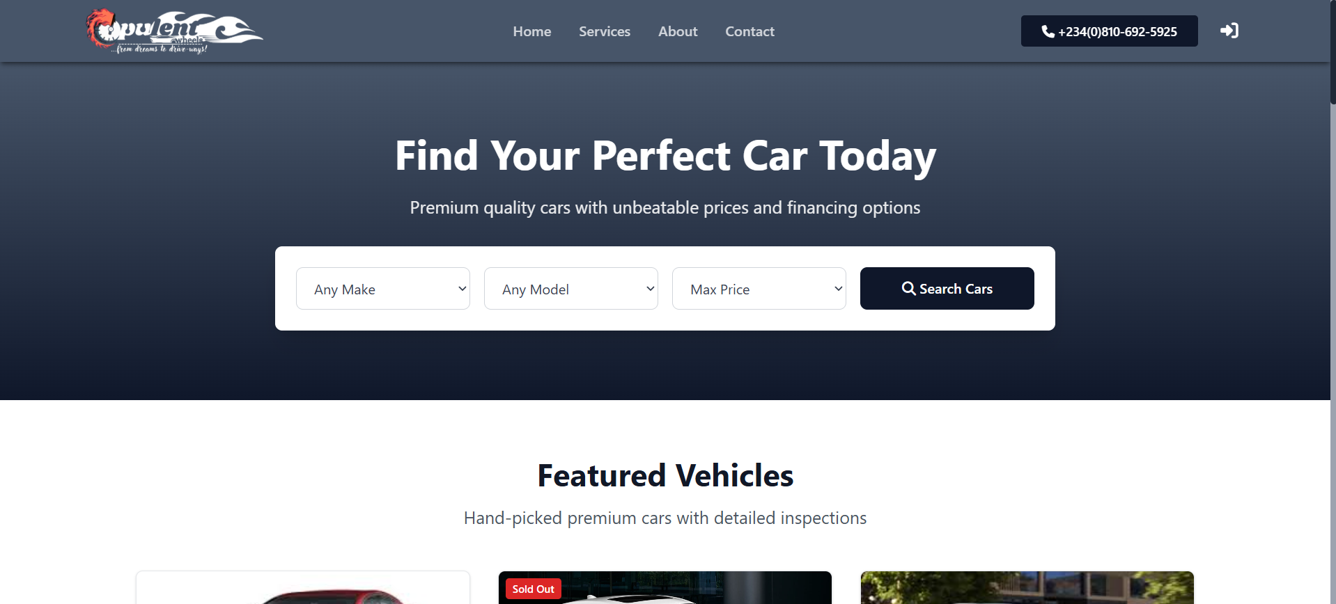 Opulent Wheels - Car Dealership Website