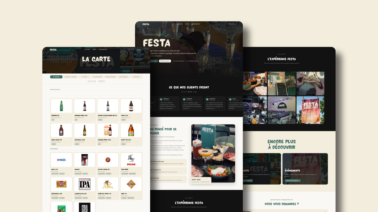 Festa Lille — Création d'une site vitrine restaurant