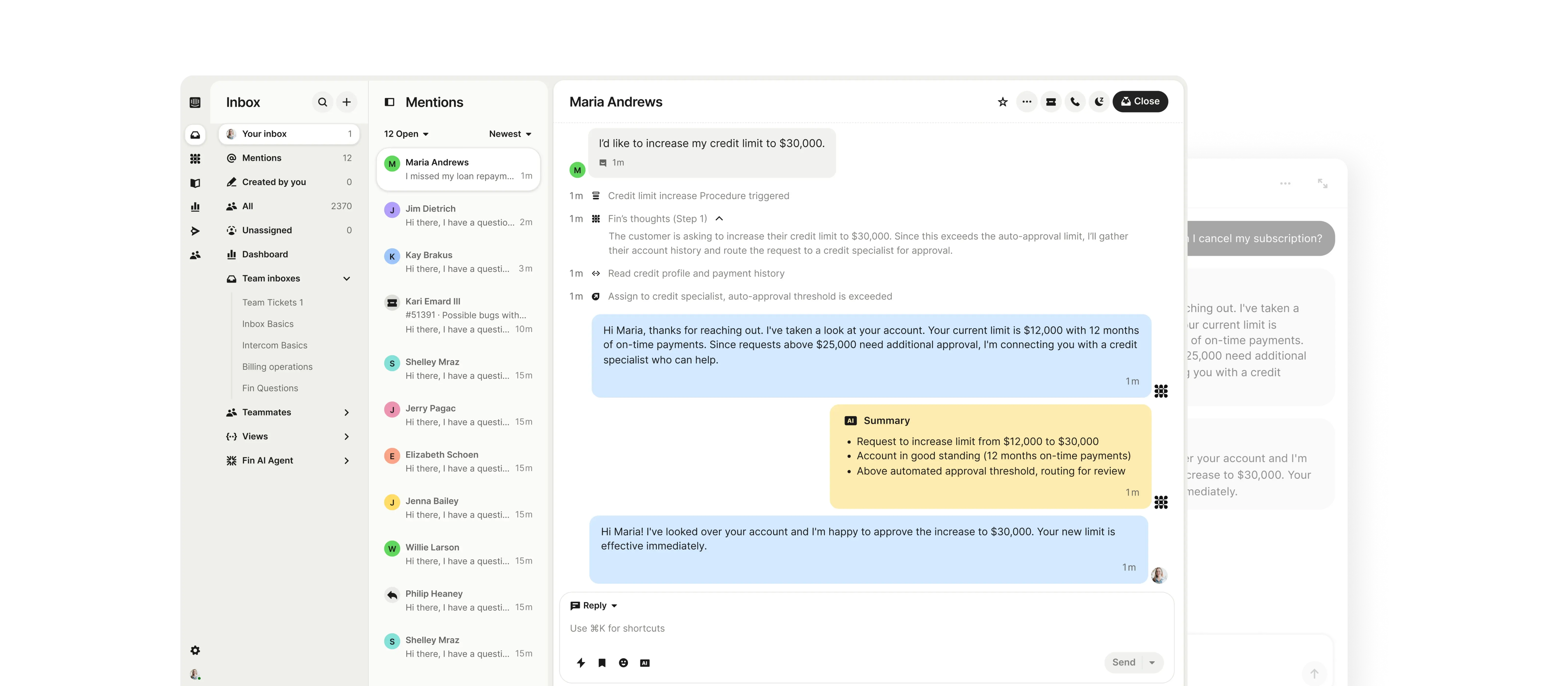 Intercom Fin platform interface
