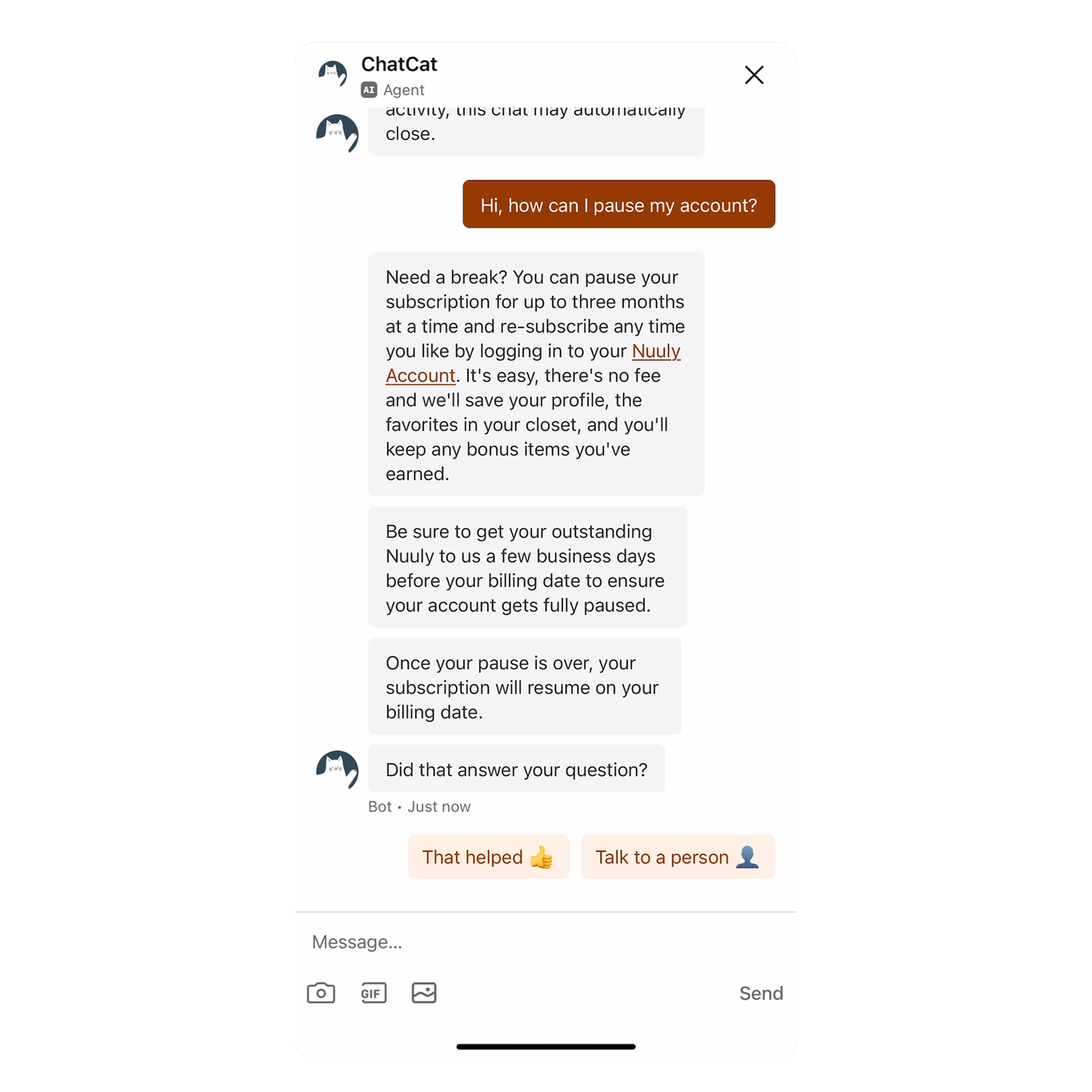 Nuuly's AI Agent, ChatCat