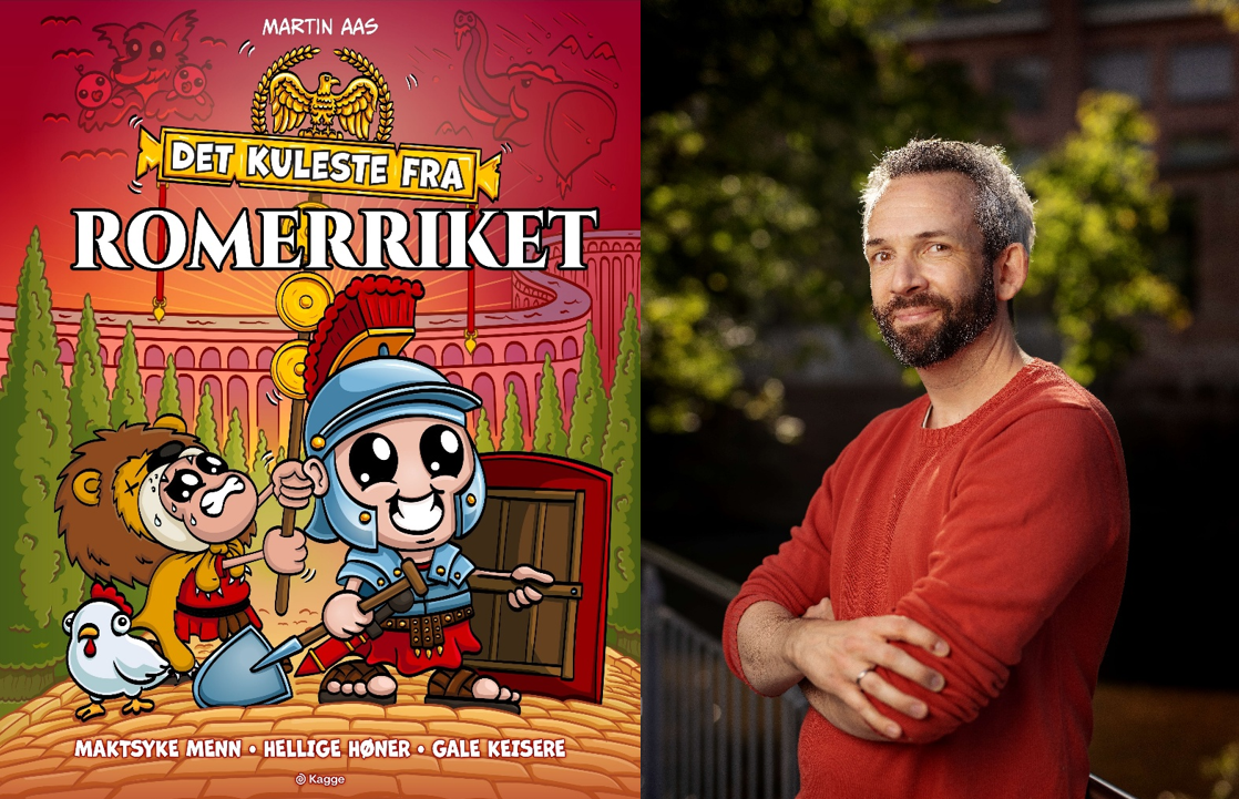 Omslaget til boka Det kuleste fra Romerriket, og foto av Agnete Brun.