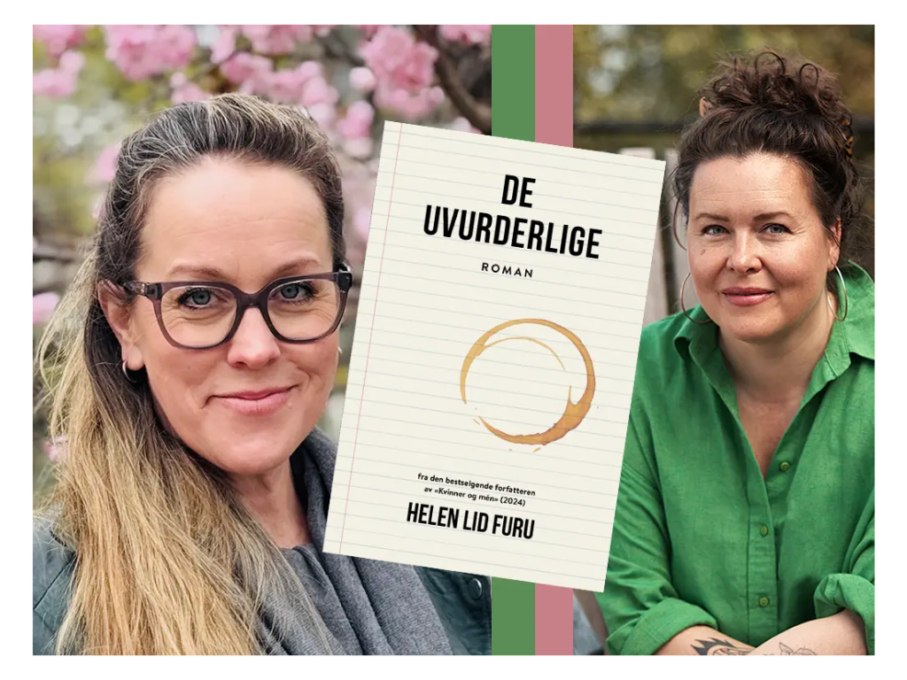 Omslag på boken og portrett av forfatter Helen Lid Furu og Cathrine Loise Finstad 