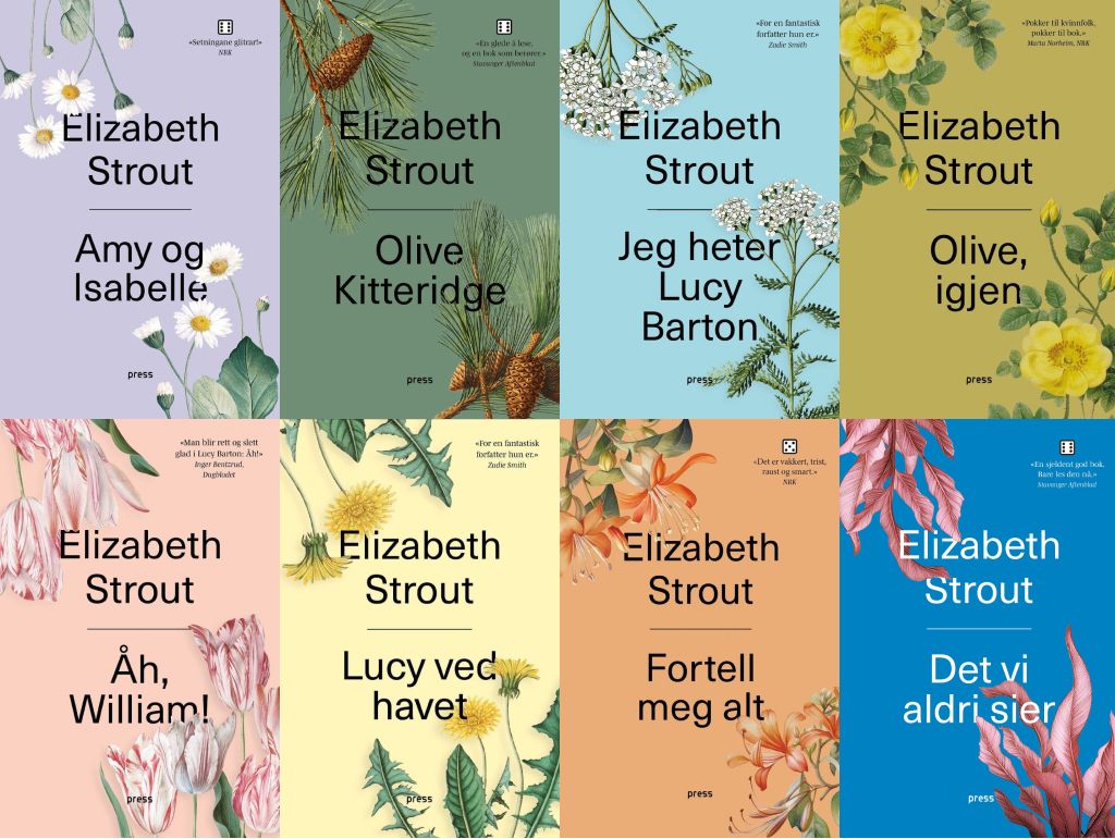 Collage av omslagene til Elizabeth Strouts romaner