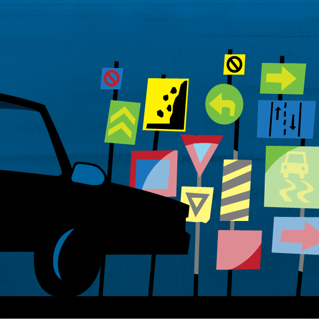 philanthropist car direction signs