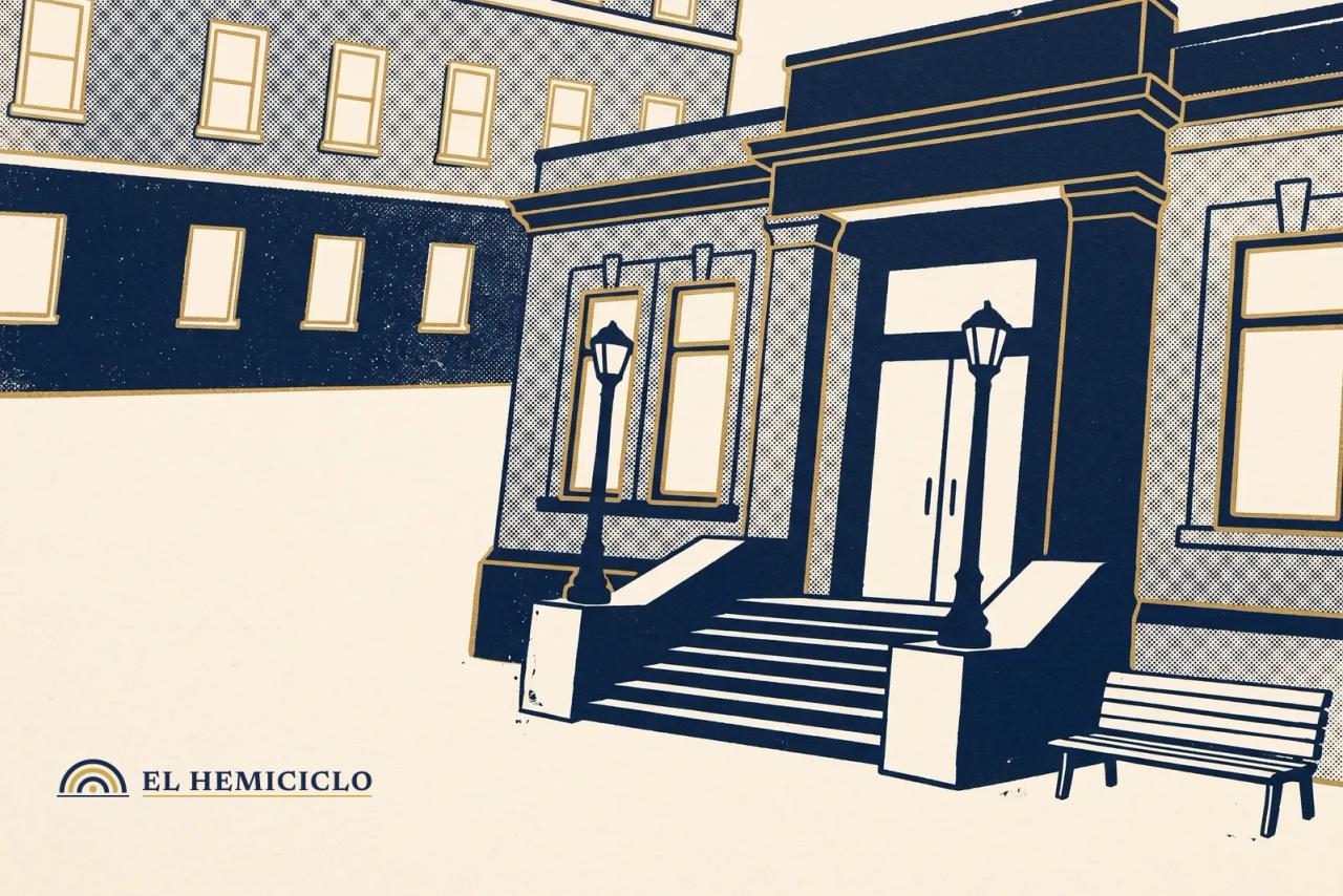 Ilustración de El Hemiciclo · la comisaría y el hospital en calma tras el tiroteo