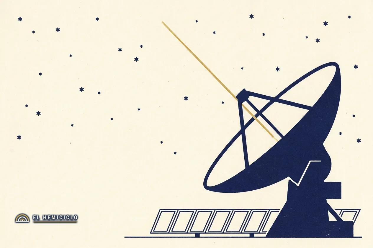 Ilustración de El Hemiciclo · el fotón de 300 teraelectronvoltios y el radiotelescopio