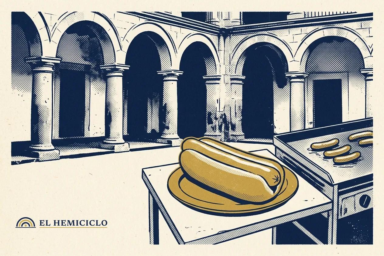 Ilustración de El Hemiciclo · la plaza colonial del Centro Histórico y el hot dog