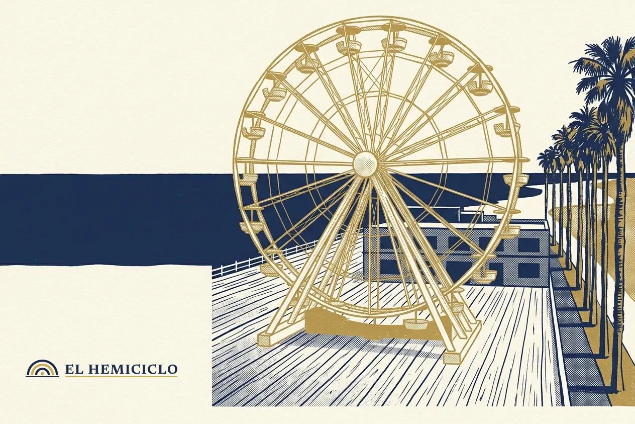 Ilustración de El Hemiciclo · el muelle de Santa Mónica y el centro de rehabilitación