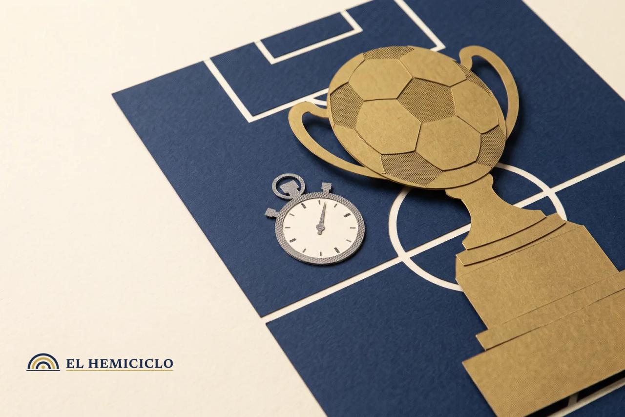 Ilustración de El Hemiciclo · el trofeo dorado y el cronómetro detenido de la continuidad