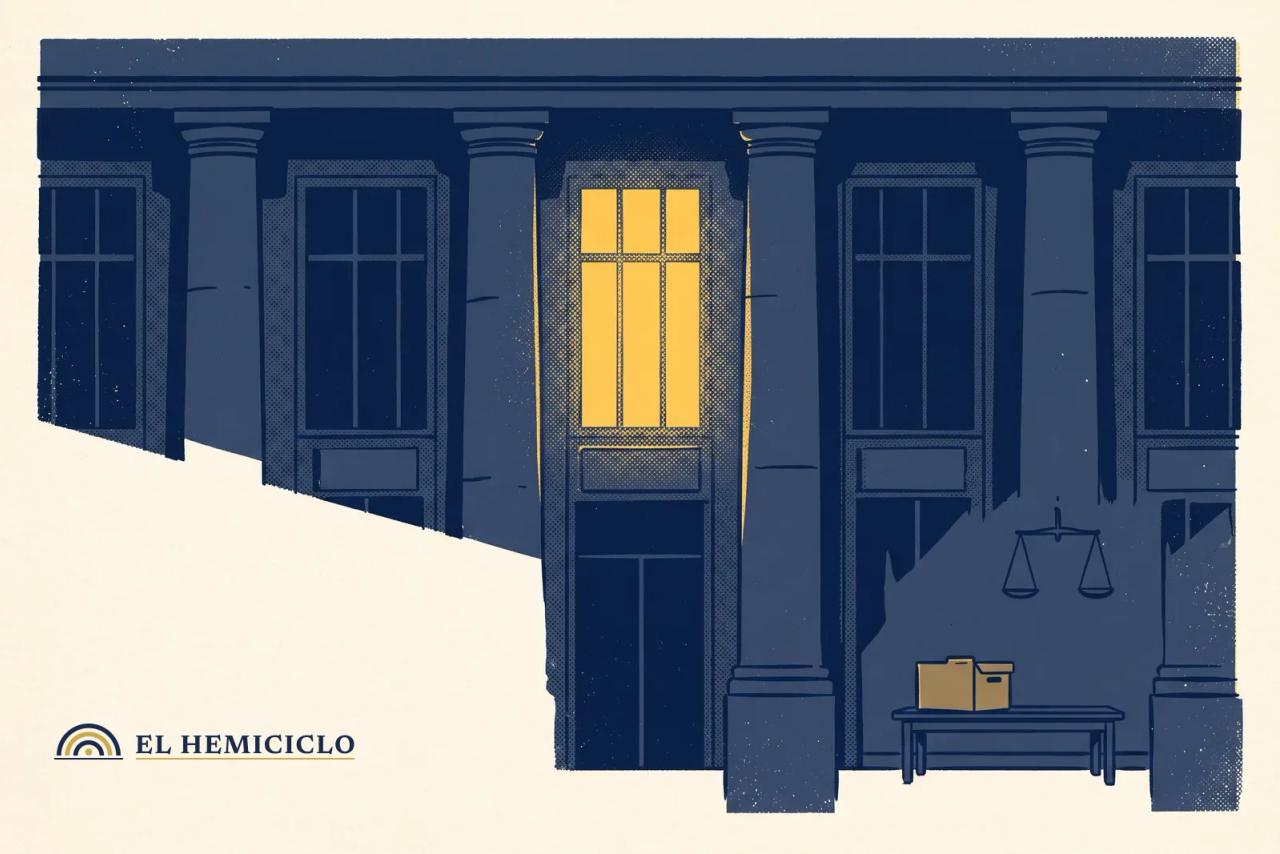 Ilustración de El Hemiciclo · la sede de la Fiscalía en Antioquia y el expediente cerrado