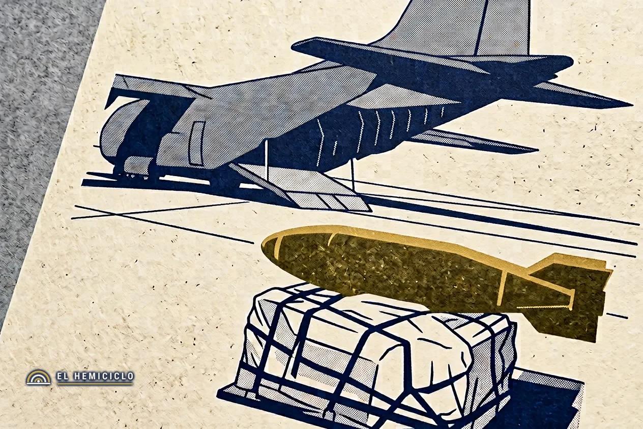 Ilustración de El Hemiciclo · el cargamento de bombas rumbo a Israel