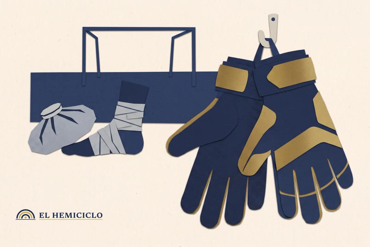Ilustración de El Hemiciclo · los guantes vacíos y el talón vendado de las bajas