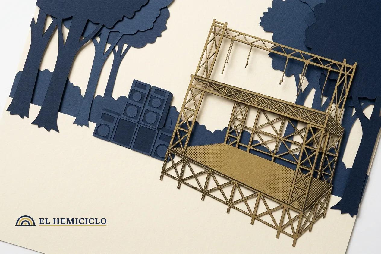 Ilustración de El Hemiciclo · el cuarto escenario de Rock al Parque entre los árboles