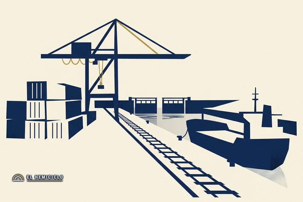 Ilustración de El Hemiciclo · los puertos y el Canal de Panamá sin una red que los conecte