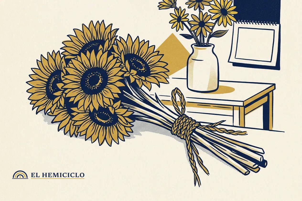 Ilustración de El Hemiciclo · el ramo de girasoles del 21 de septiembre
