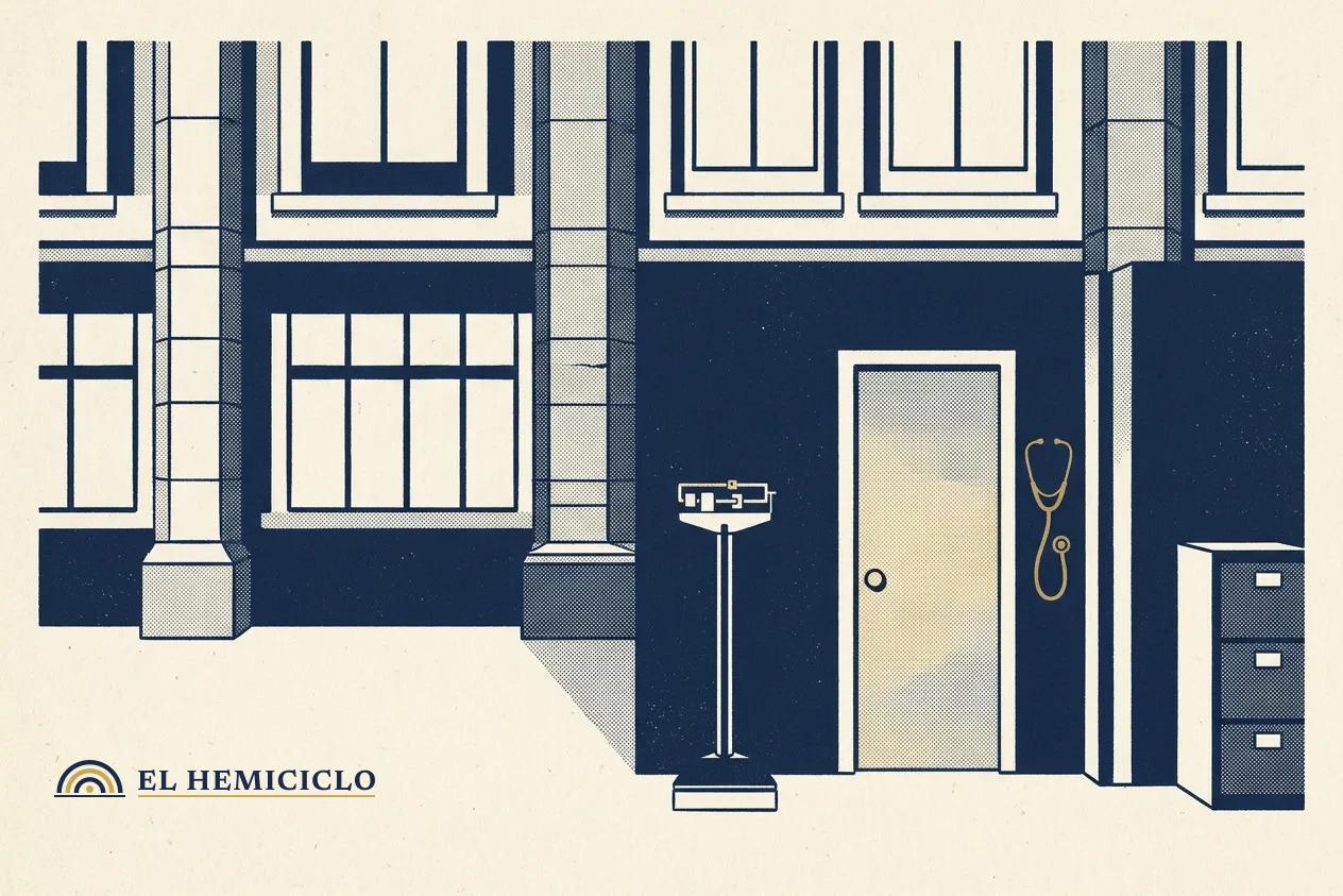 Ilustración de El Hemiciclo · la consulta pediátrica y el debate clínico sobre menores
