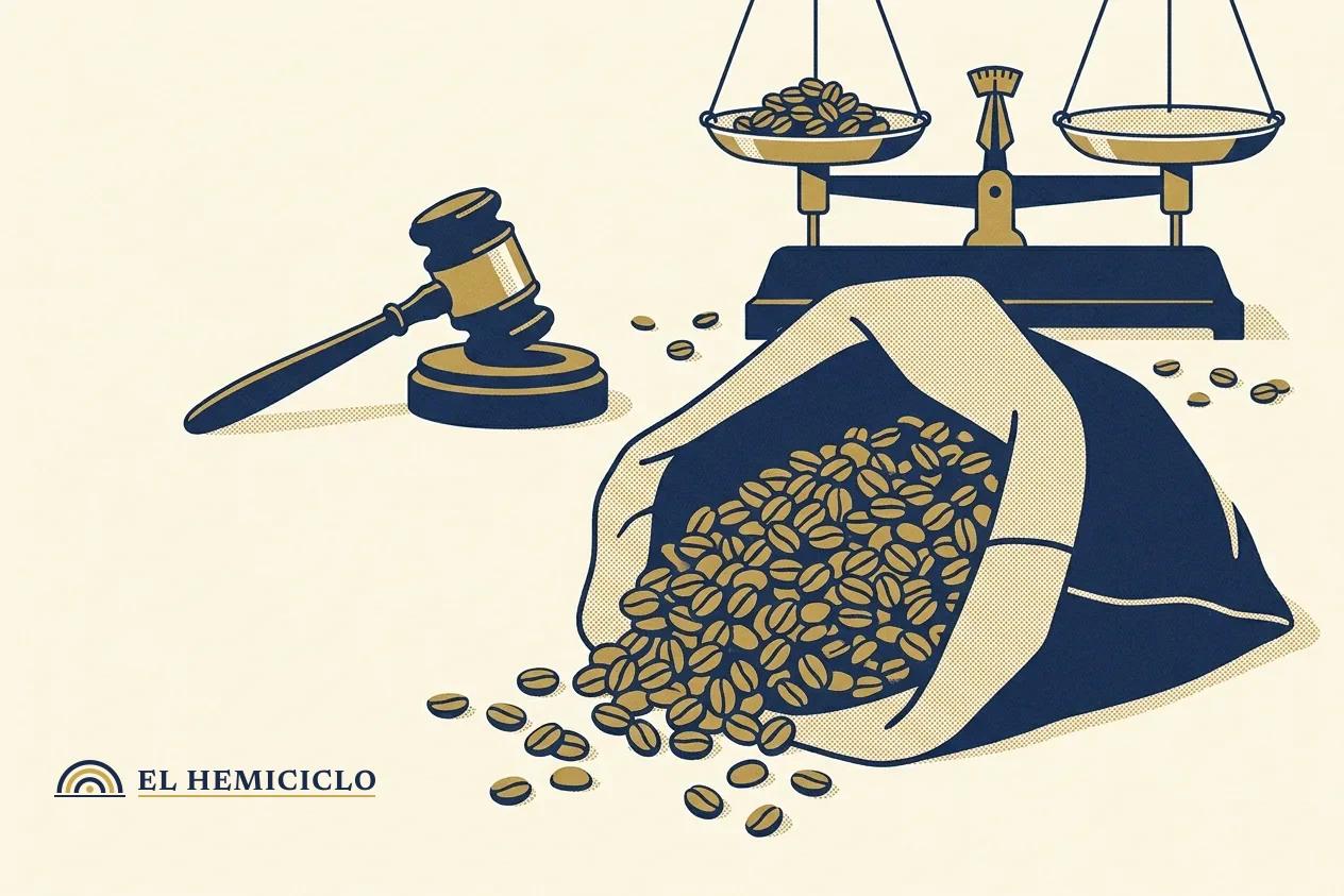 Ilustración de El Hemiciclo · el saco de café geisha y el mazo de la subasta Best of