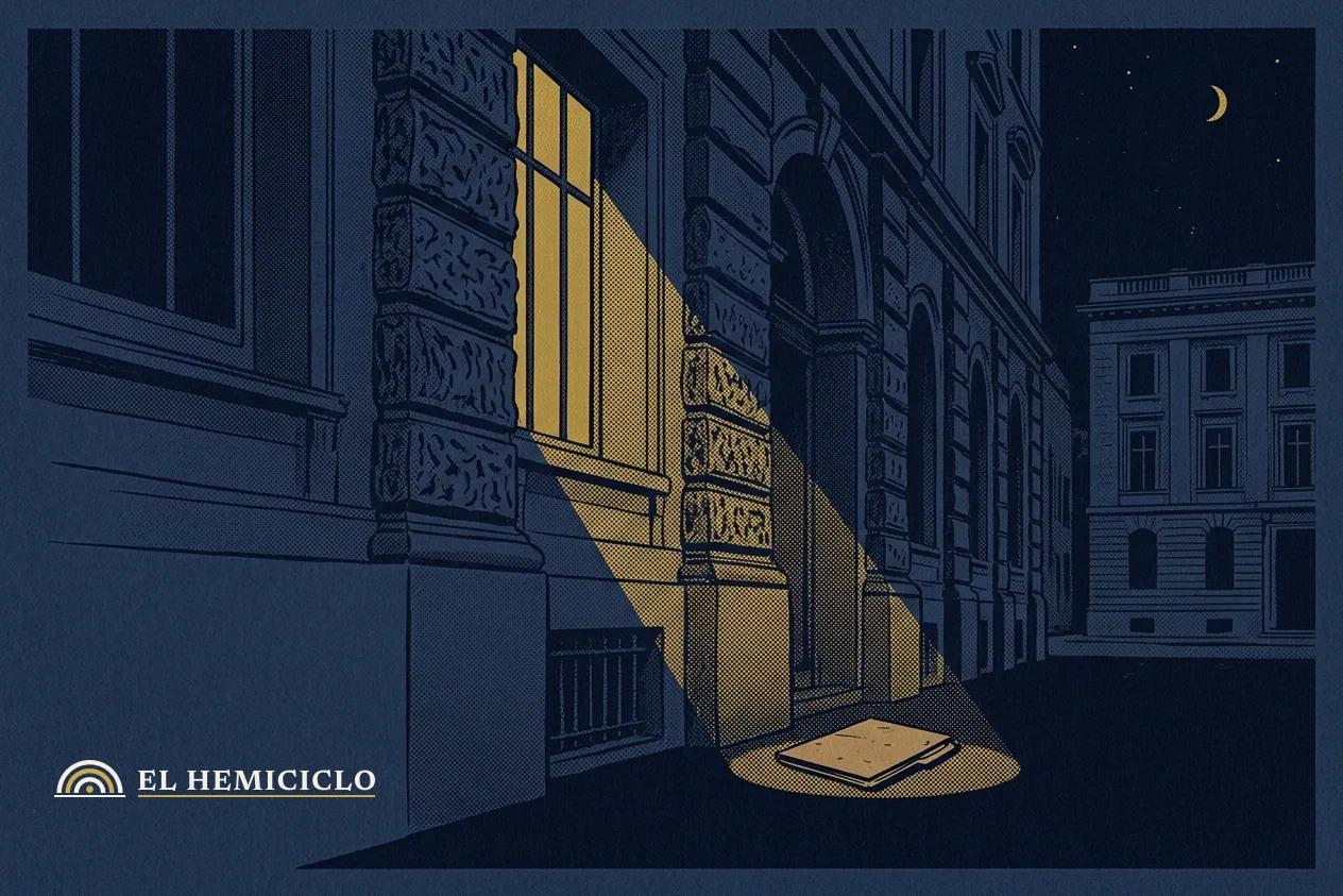 Ilustración de El Hemiciclo · la fachada del organismo y la recomendación sin aceptar