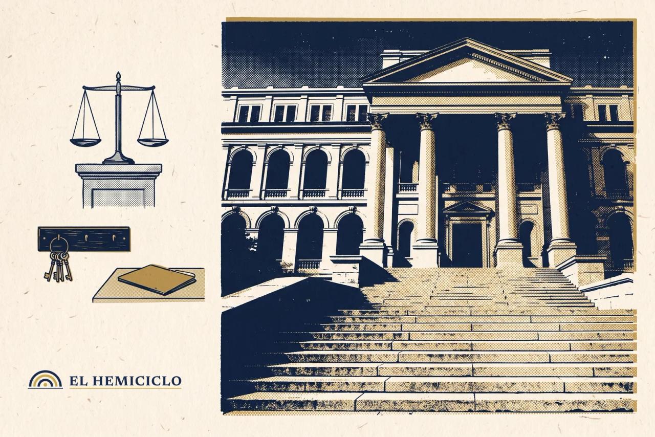 Ilustración de El Hemiciclo · el palacio de justicia de Barranquilla en calma